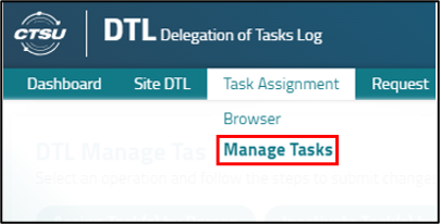 Manage Tasks menu item