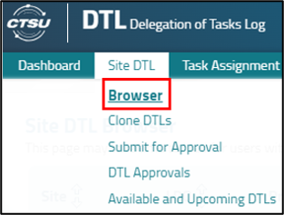 Site DTL Browser menu item