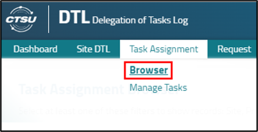Task Assignment Browser menu item